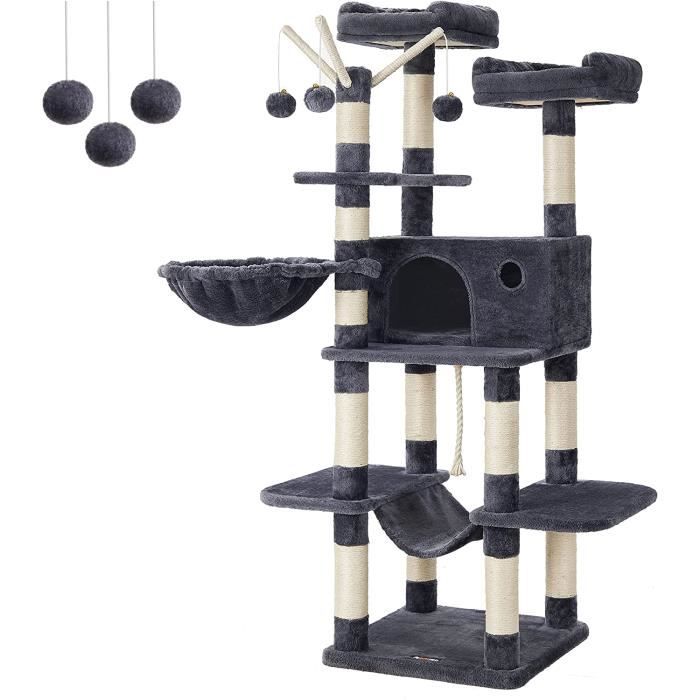 Meilleurs prix pour FEANEA Arbre à Chat XXL, Tour de Jeux 164 cm, Gris Anthracite PCT087G01246