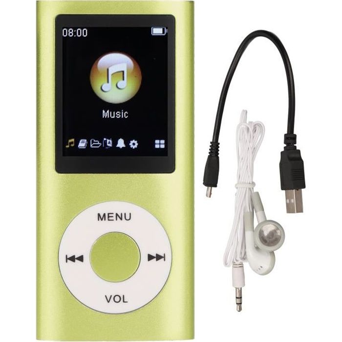Tbest Lecteur MP3 portable Lecteur MP3 élégant multifonctionnel sans perte de son écran LCD 1,8 pouces lecteur de musique MP3
