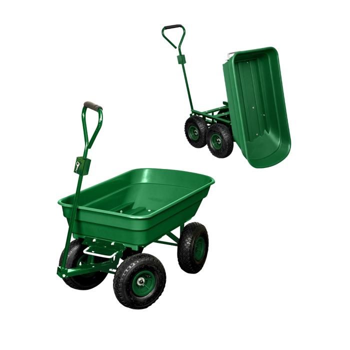 Chariot de Jardin 4 Roues - Benne Basculante 52L jusqu'à 120 kg - TERRE JARDIN