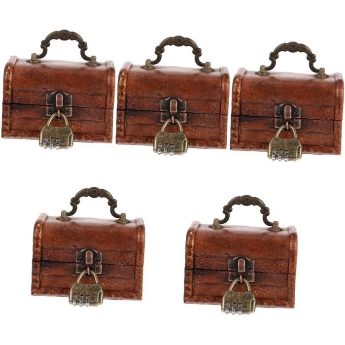 Coffre Au Trésor Vintage En Bois – Boîte Rangement Rétro Carte Ancienne, Idéal Pour Bijoux Ou Chasse Au Trésor