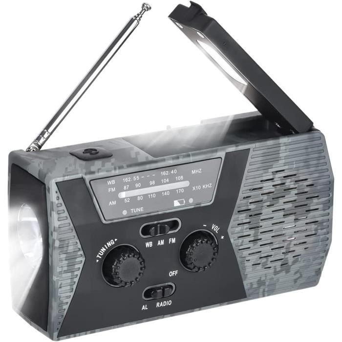 Radio Solaire à Manivelle D’urgence – AM/FM/SW, Chargeur USB Avec Alarme SOS