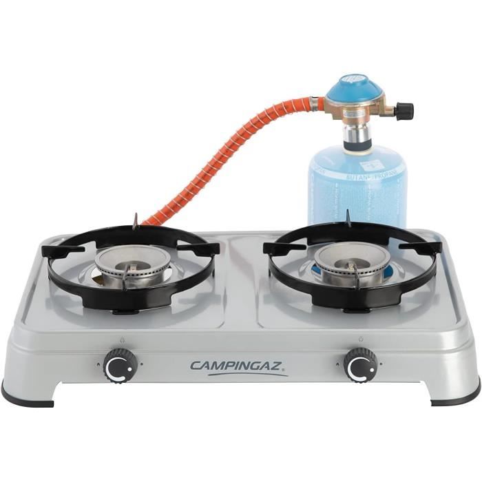 Réchaud à Gaz Piezo 1200W Coque ABS + 8 Cartouches Butane 190gr Rechaud Camping Allumage Piezo Intec 3701599312013