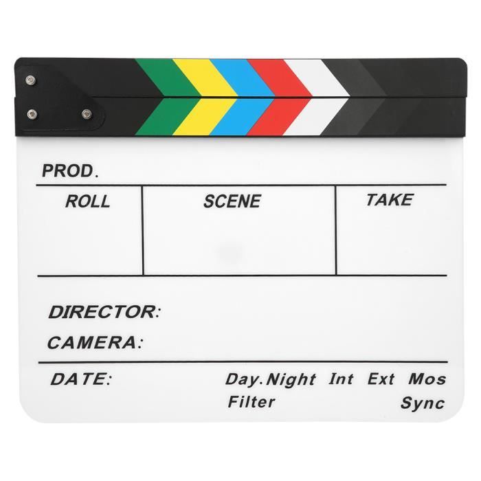 Disnace Clap De Film Réalisateur Blanc 30x24.5cm - Clap Cinema Professionnel En Acrylique Pour Tournages, Séries TV Et Publicités
