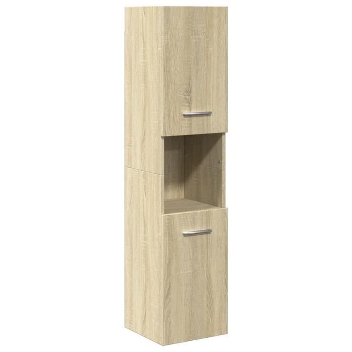Armoire de salle de bain - V GEBY - Chêne sonoma - 30x30x130cm - Bois dingénierie - 60kg max