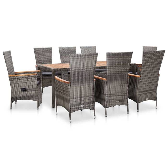 vidaXL Ensemble à manger extérieur 9 pcs - vue 2