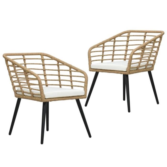 vidaXL Chaises de jardin avec coussins Chêne Lot de 2 - vue 2
