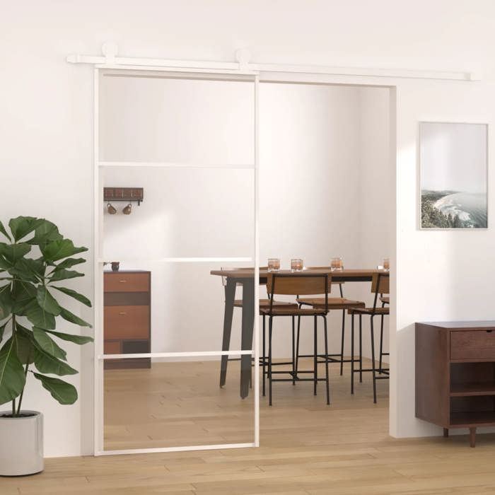 vidaXL Porte coulissante Verre ESG et aluminium 90x205 cm Blanc 151660