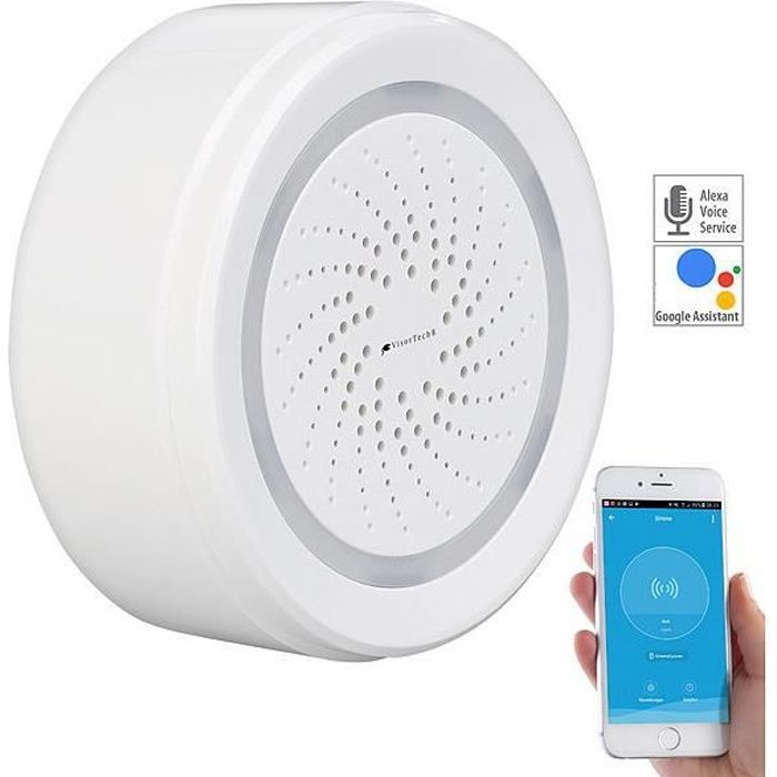 Sirène d'alarme connectée compatible Alexa, 100 dB