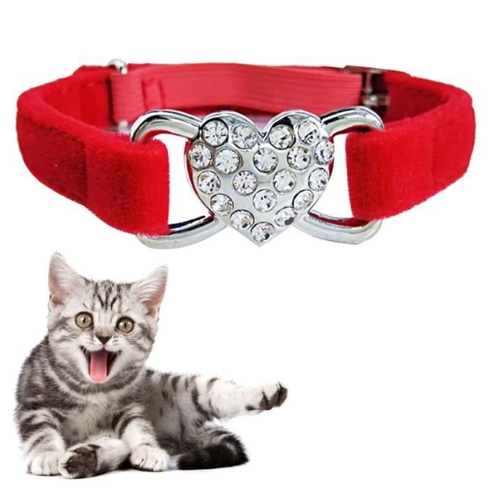 Collier Chien Chat Rouge Pour Chat Taille 1 0 28 0cm Ajustable En Forme De Cœur En De Coeur En De Cdiscount