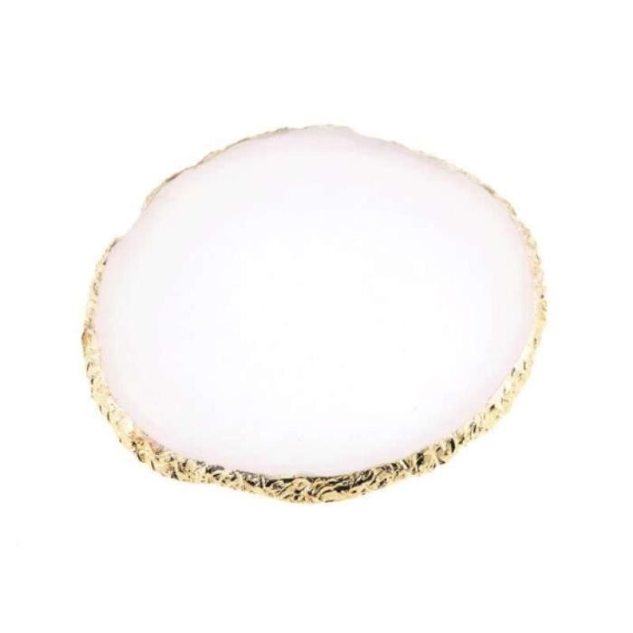 Plateau à Bijoux En Céramique Estampé - Porte-bijoux Décoratif Pour Coiffeuse, 10.5x10.2cm
