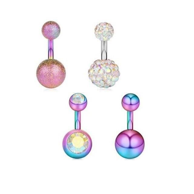 6 Anneaux De Nombril Kakonia 14G - Acier Chirurgical Hypoallergénique - Zircon Cubique Brillant - Pour Femmes