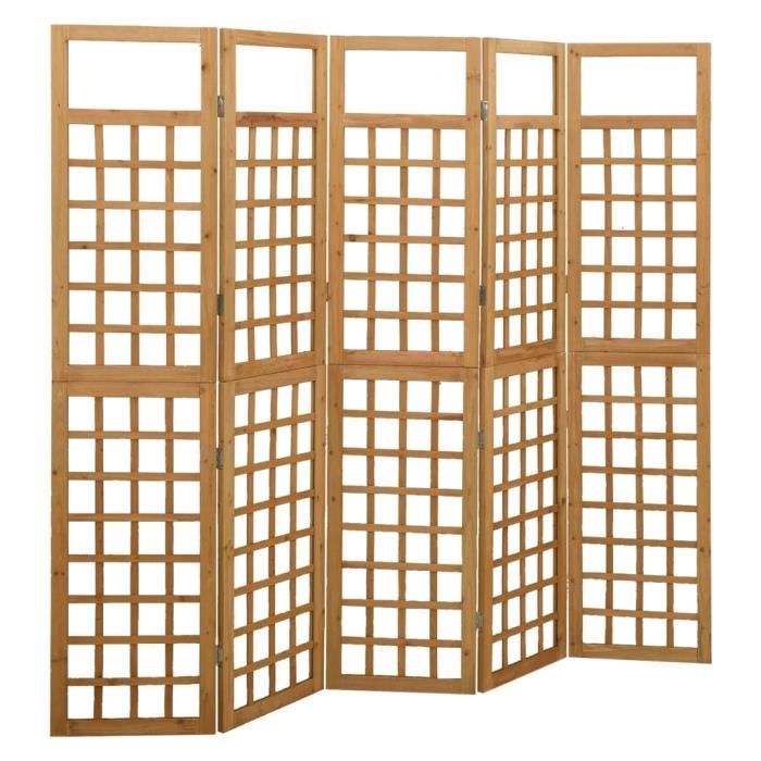 Cloison de séparation à 5 panneaux en bois de pin ZERODIS - 201,5x180 cm - Extérieur