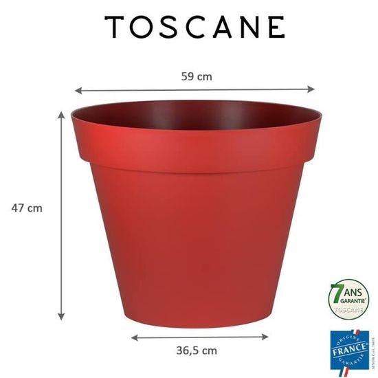 Pot De Fleur Rond Toscane Ø 25 Cm - Design Rubis Pour Intérieur/extérieur - Fabriqué En France