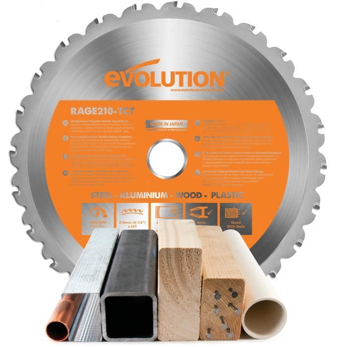 Evolution LAMFURY1 Lame Multi-Matériaux 185 Mm Verte - Coupe Bois, Acier, Plastique