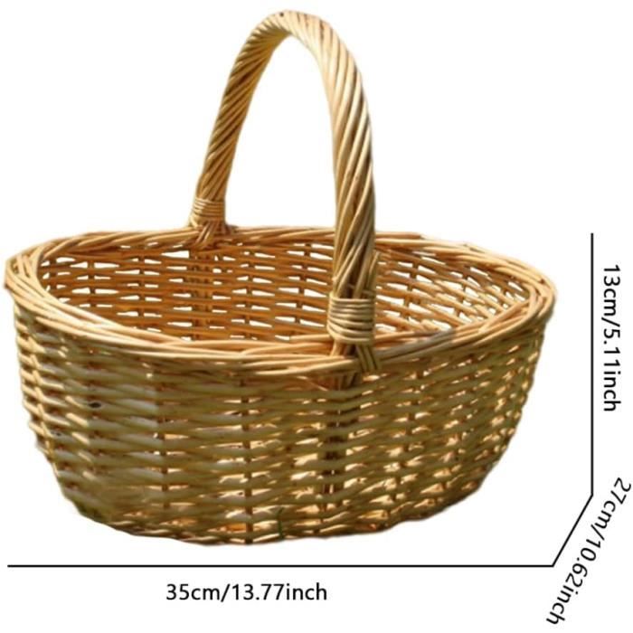 Ochine Panier De Pique-nique En Osier Avec Deux Poignées Pliantes, Grand Panier Vide En Osier Naturel Pour œufs De Pâques, Bonbons, Vin, Panier En Osier Tissé à La Main Pour Pique-nique, Cadeau