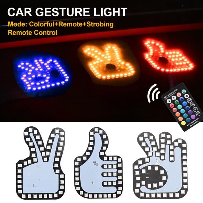 Lumière de geste de doigt avec télécommande, lumière de doigt de fenêtre de  voiture avec signe drôle, lumière de voiture de doigt - Cdiscount Auto