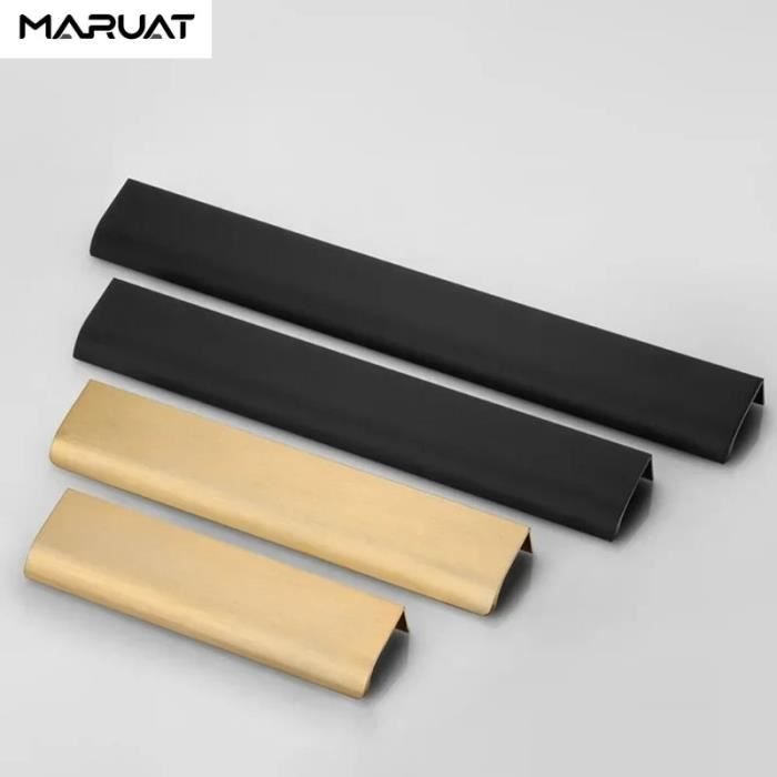 MOROBOR Lot De 8 Poignées Cachées Noires Mates De Style Moderne En Alliage D'aluminium Invisible Pour Armoire De Cuisine Et Tiroir De Cuisine 300 Mm