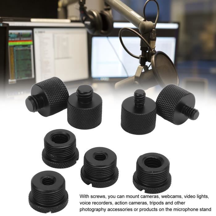 ChromLives Adaptateur de Pied de Micro Vis de Microphone Vis pour Micro de  1/4 à 5/8 Mâle à Femelle Adaptateur de Vis pour Moniteur de Caméra pour