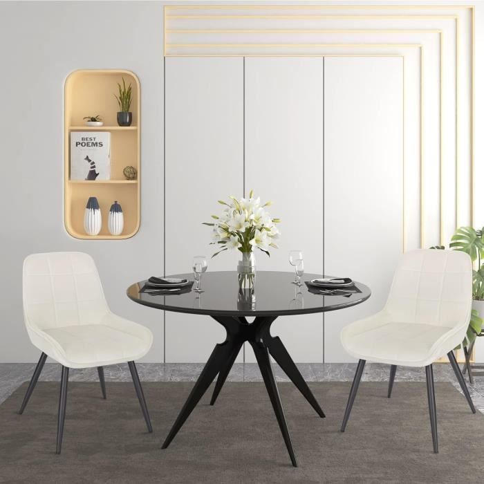Chaises de salle à manger en velours - WOLTU - Crème Blanc - Design  contemporain - Lot de 2 - Cdiscount Maison
