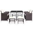 Haute Qualité-Ensemble de table à manger d'extérieur | 1 table, 4 chaises, 4 tabourets et 12 coussins HB031-Surciel-2