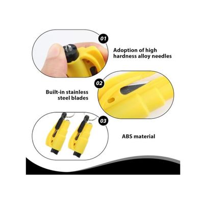 Lot De 2 Porte-clés De Sécurité Voiture 3 En 1 - Brise-vitre, Coupe-ceinture, Sifflet De Survie
