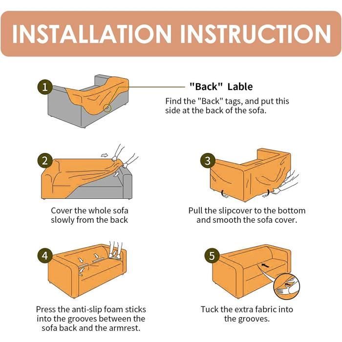 Hixingo 3D Housse De Canapé Universal élastique Extensible Avec Accoudoirs Maison Décoration Sofa Protector Salon Housse De Fauteuil Protecteur Meuble (Pente,3 Sièges: 190-230cm