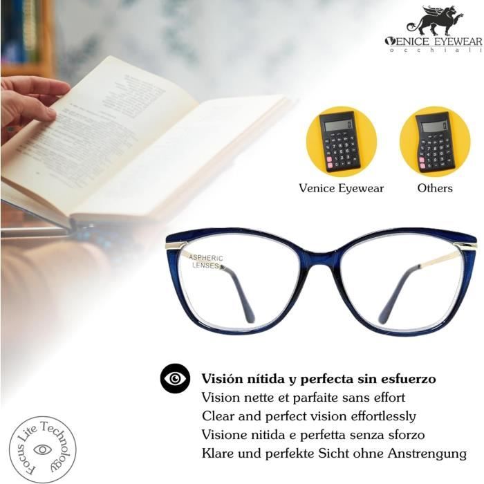Lunettes De Lecture Sans Bras Pince-Nez +2.50 Bleu - Légères Et Portables Avec Étui