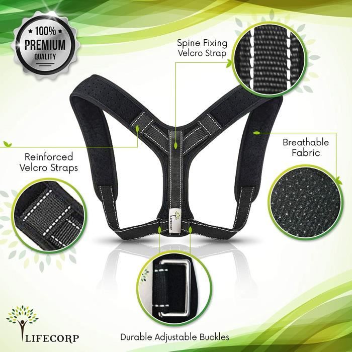 LIFECORP Correcteur de Posture Dos Redresse Dos pour Homme et Femme Corset de Soutien pour Epaules Douleurs Dorsales Thoraciqu Cdiscount Sport