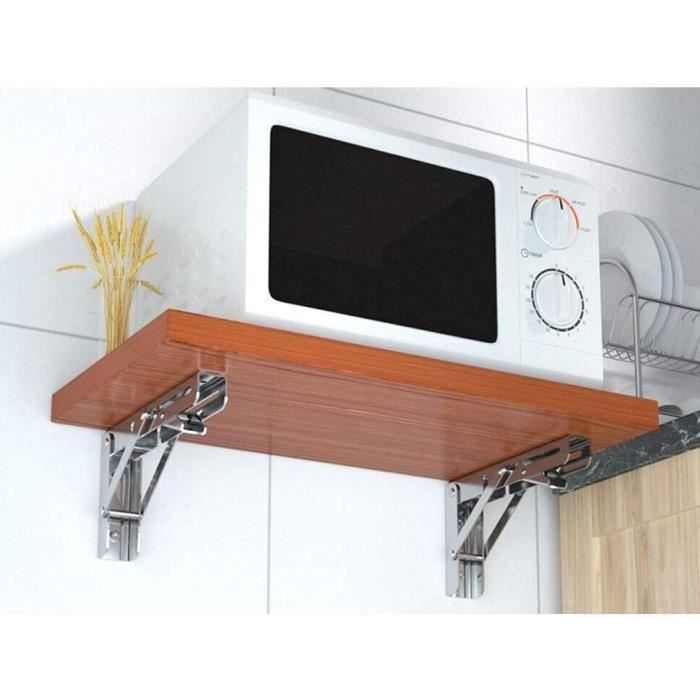 2 Équerres Étagères Pliantes YUMORE 250 Mm - Acier Inoxydable - Charge 136 Kg - Pour Garage, Cuisine