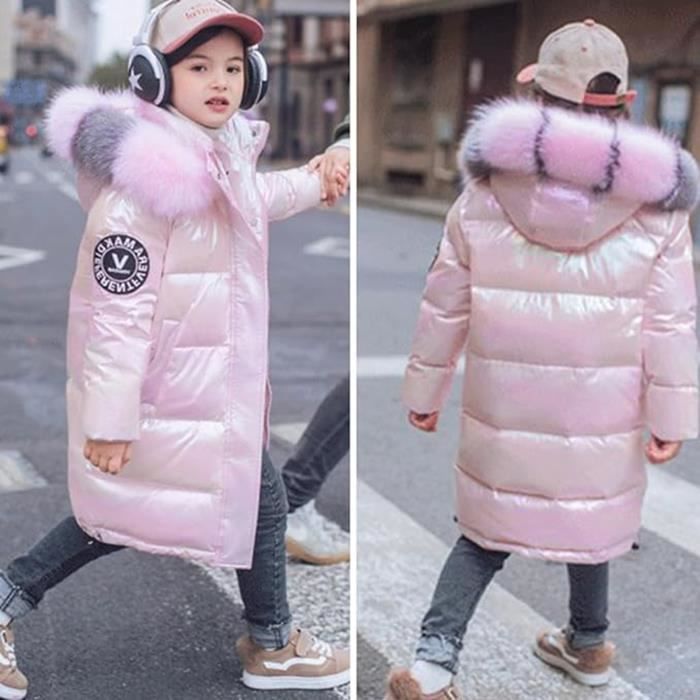 Linboo Doudoune Fille Manteau Hiver Enfant Mi Long Parka à