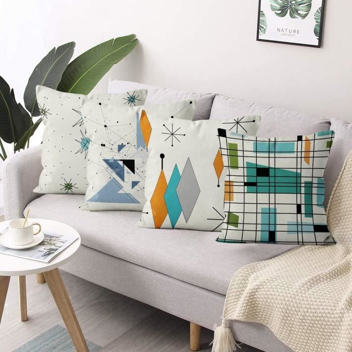 Lot De 4 Housses De Coussin 45x45 Cm – Motif Flocon & Sapin De Noël, Polyester Doux, Fermeture éclair Cachée