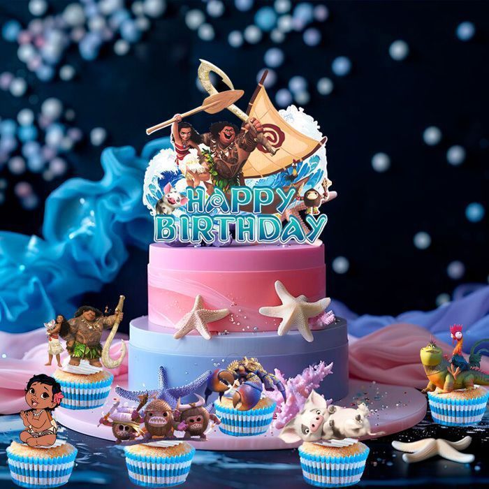 Kit Décoration Anniversaire Moana - Ballons, Bannière, Accessoires, Neuf Sous Blister, Multicolore