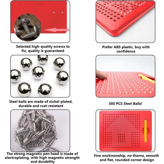EIH Planche à Dessin Magnétique Pour Enfants,Tableau Magnetique Enfant,avec Stylos Magnétiques,Mignon Petit Crocodile,Tableau Enfant,Perles Colorées Dot Art Magnétique Jouet De Voyage Montessori