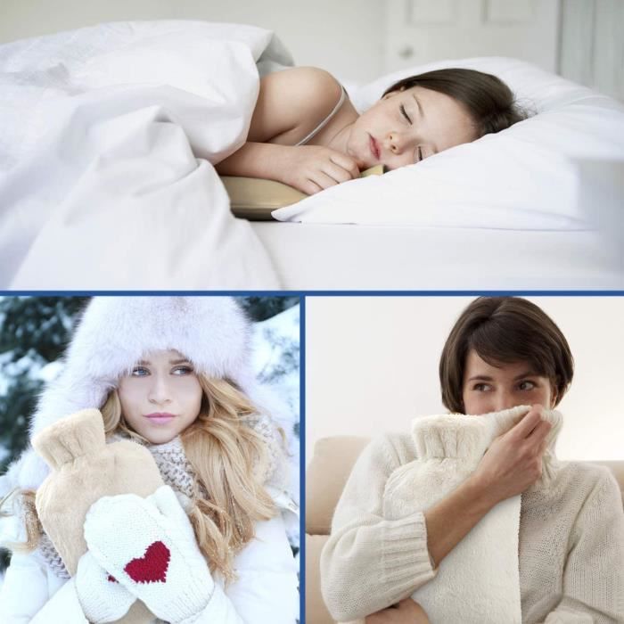 Bouillotte En Caoutchouc Avec Housse Polaire Tricotée - Hiver, Confort Chaleur | Neuf