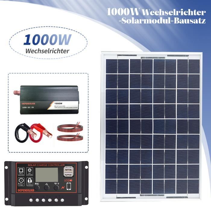 Kit Panneau Solaire 100W avec Onduleur 1000W  Contrôleur de charge  100A,Kit Complet système d'alimentation Domestique - Cdiscount Bricolage