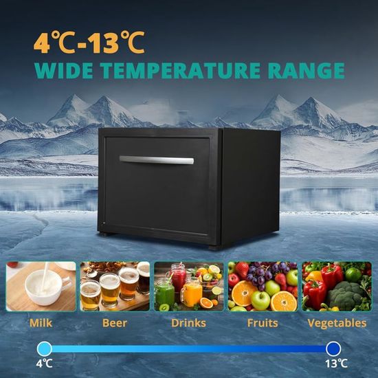Frigo Tiroir Camping-car 50L, 12V/220V - Silencieux, 0-15°C Réglable, 2 Tiroirs, éclairage LED - Pour Van, Maison, Camping