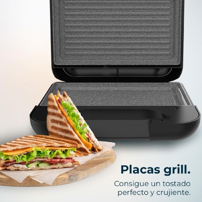 Cecotec Rock'nToast Family : Appareil à Sandwichs Pour 4 Toasts, 1500W, Acier Inoxydable & Revêtement Antiadhésif