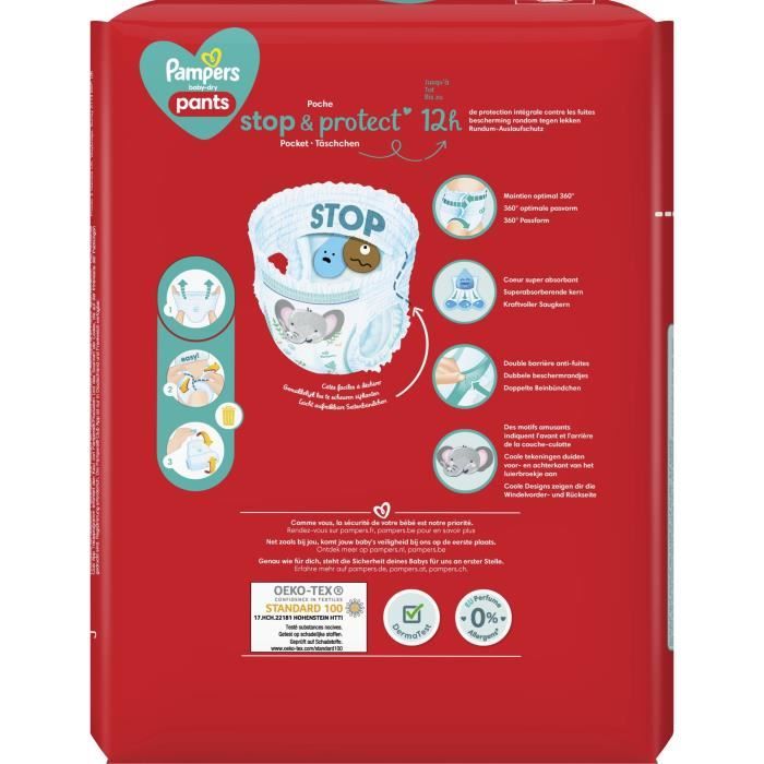 Couches baby-dry taille 5, 11kg à 16kg Pampers x39 sur