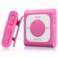 AGPTEK 64Go MP3 Bluetooth 5.2 Sport avec Clip, Lecteur de Musique Portable avec Radio FM Son HiFi Capacité de 13000+ Titres, Rose-0