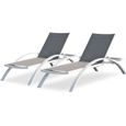 DCB GARDEN Chaise longue en aluminium et textilène Barcelona - Taupe-0