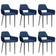 Joli & Mode 4707 - Lot de 6 Chaises de salle à manger Design Moderne - Siège de Salon Chaise de salon Bleu Tissu-0