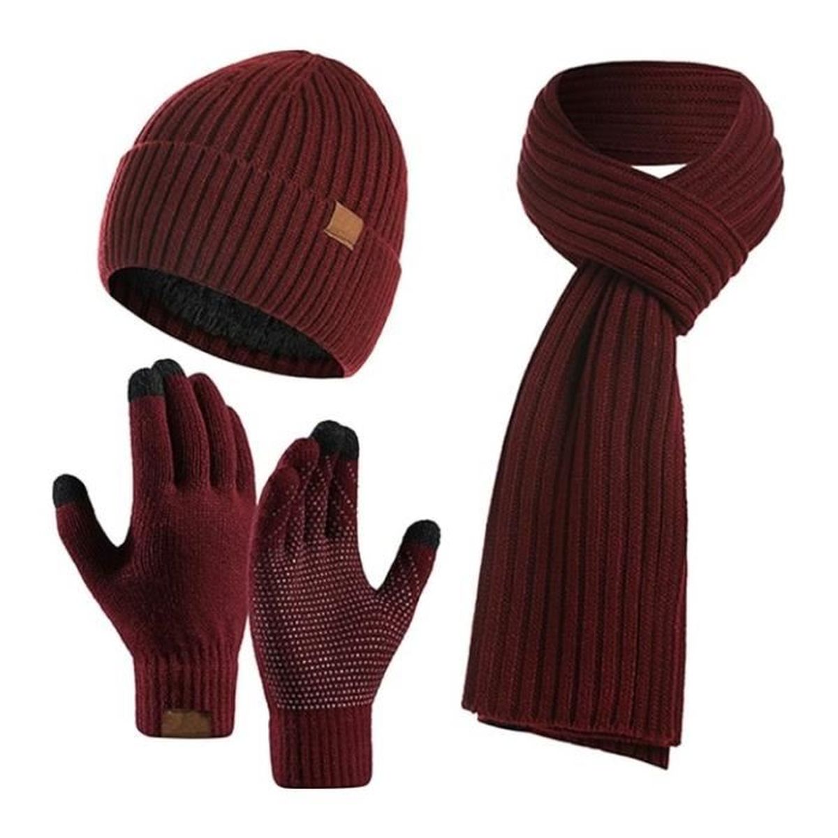 Winmany Ensemble Bonnet + Gants + Cache-cou Enfant 3-12 Ans - Écharpe Polaire Hiver Avec Pompon - Cadeau Mignon Pour Fille Et Garçon - 8