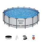 Kit Piscine hors sol tubulaire BESTWAY - Steel Pro Max - 488 x 122 cm - Ronde (Filtre avec cartouche, échelle, bâche)