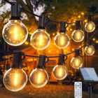 BLEOSAN Guirlande Guinguette Exterieur Solaire 30M 50+2 G40 LED Exterieure IP65 Etanche avec RF Télécommande Jardin Fête Terrasse Cour