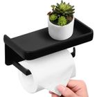 KIMISS Betian-Porte Papier Toilette ANNEFLY Mural Support Papier Rouleau Aluminium Derouleur Papier WC avec Étagère de Rangement Noir