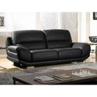 Canapé fixe LA MAISON DU CANAPÉ - BARCELONA - 3 places - Cuir supérieur noir - Confort moelleux