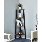 Mondeer Étagère d'Angle Vintage, Meuble de Rangement pour Bureau à 4 étages, Bibliothèque d'Angle, Vintage et Noir