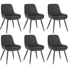 WOLTU Chaises de Salle à Manger Lot de 6, Chaises Relaxantes en Velours, Ergonomiques avec Dossier, Gris foncé BH331dgr-6