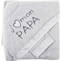 Parure de bain bébé - J'aime mon papa - Gris - 70x70 cm - éponge 90% coton 10% polyester