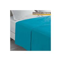 Drap plat uni - 180 x 290 cm - 100% coton - 57 fils - Turquoise